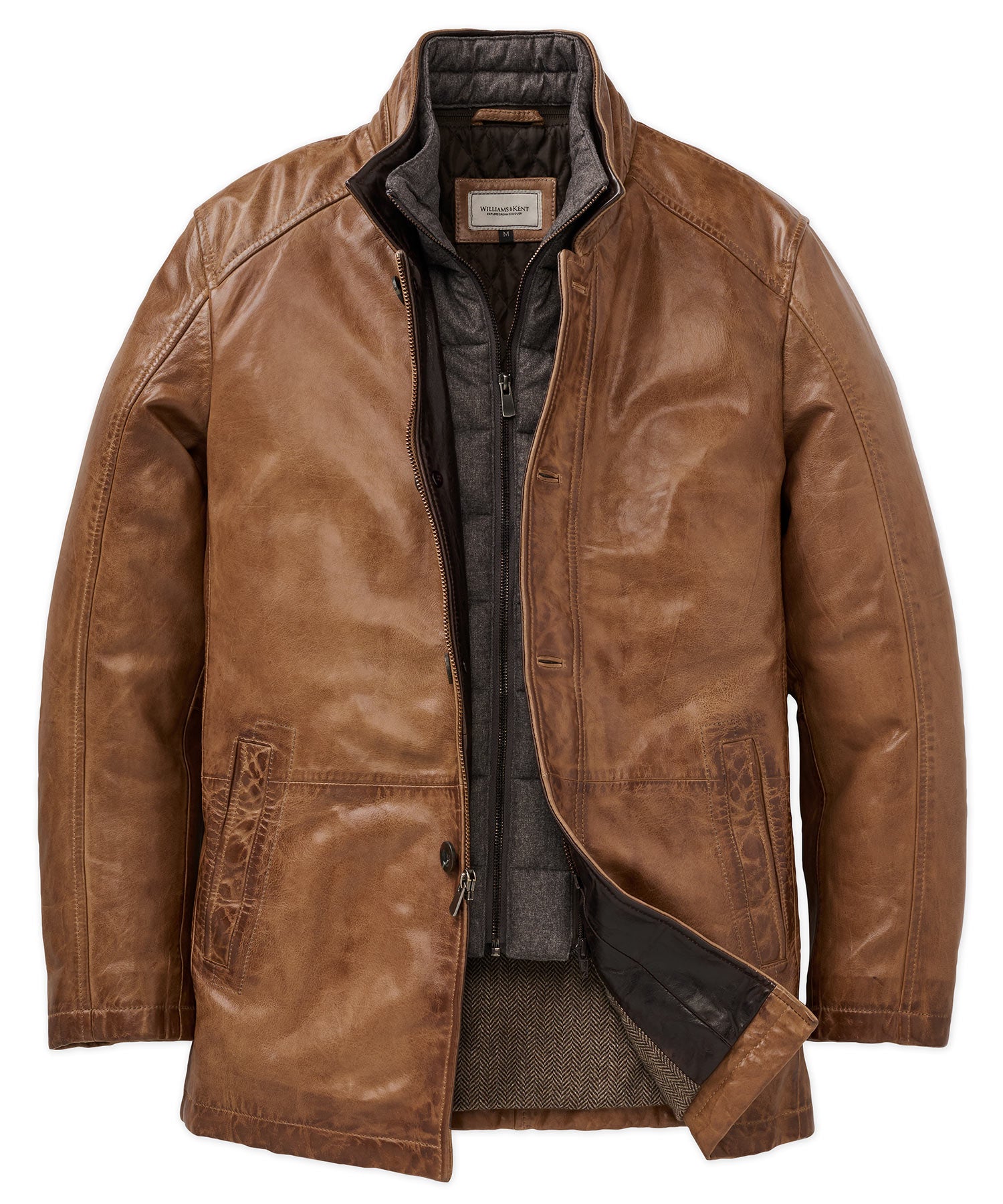 Washed Lambskin Car Coat with Contrast Placket – Williams & Kent