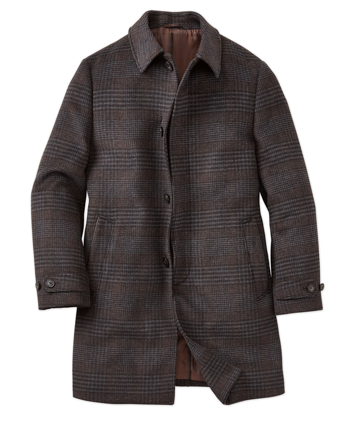Armitage Plaid Single-Breasted Fly-Front Plaid Top Coat