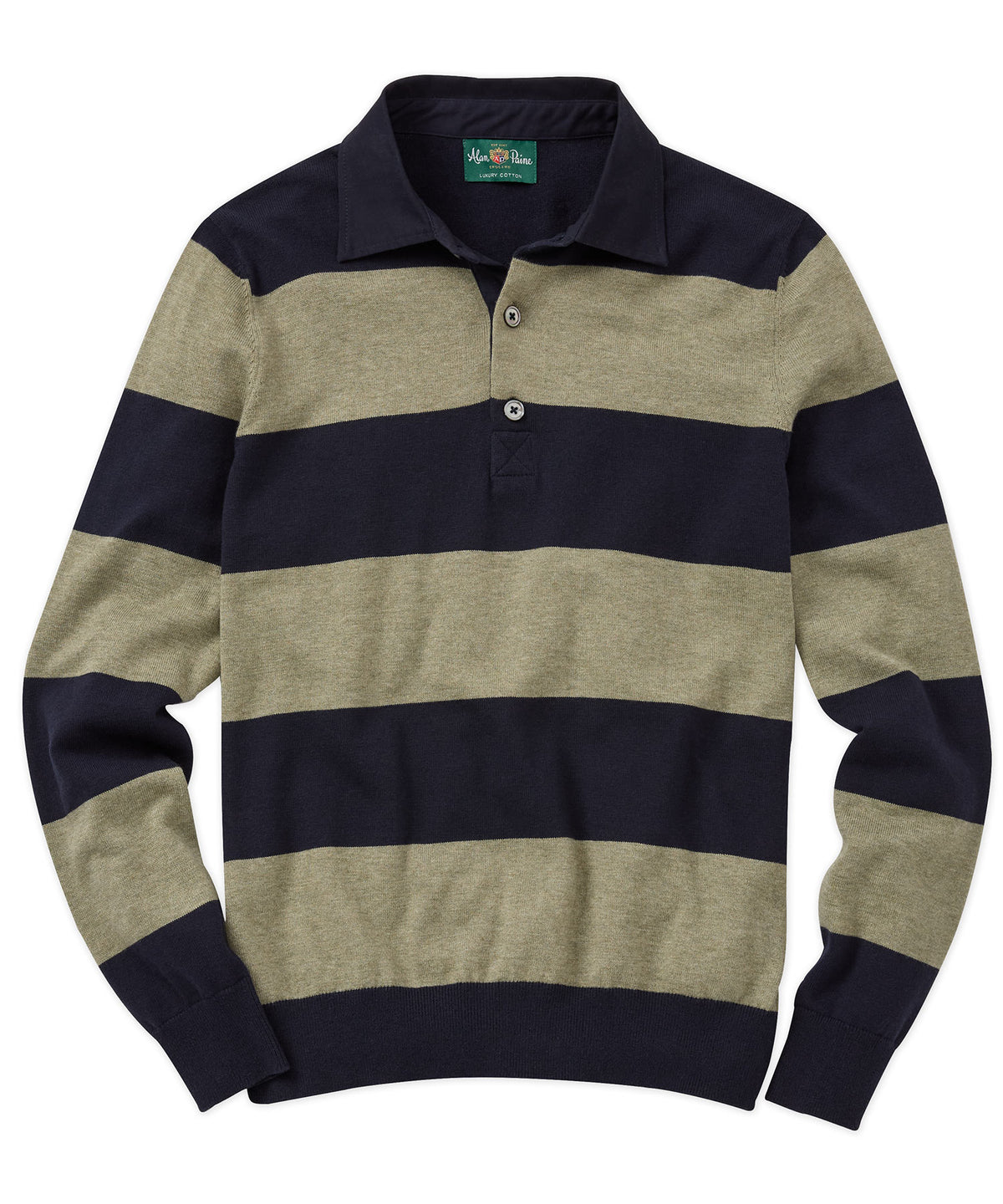 Alan Paine of England Cotton-Cashmere Rugby Stripe Sweater