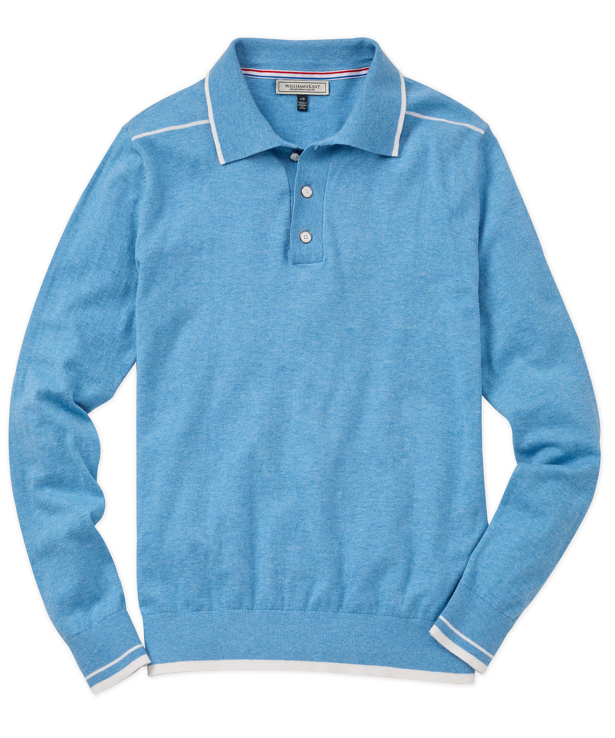 Long-Sleeve Tipped Polo Sweater