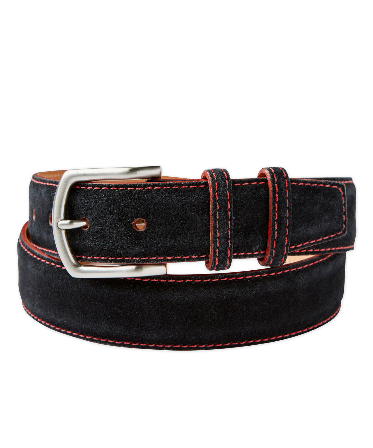 Suede Belt with Contrast Stitching