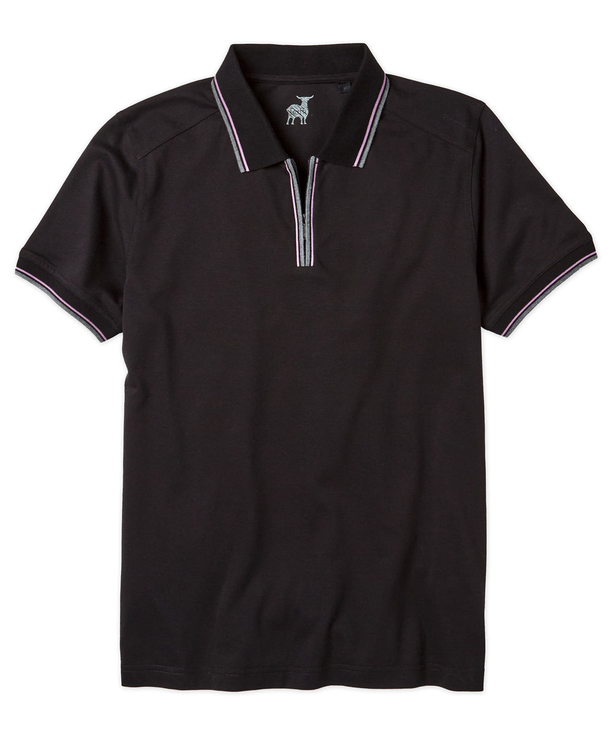 Raffi Aqua Cotton Pique Zip Polo Shirt