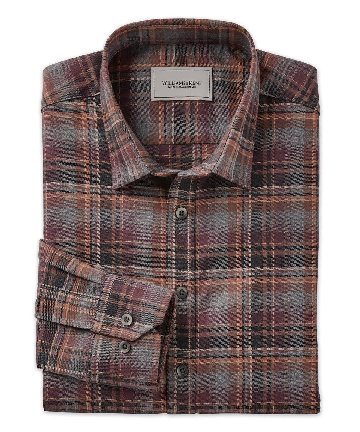 Brushed Cotton Windowpane Long Sleeve Sport Shirt