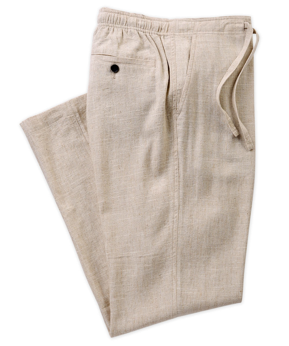 Drawstring Linen Blend Pants