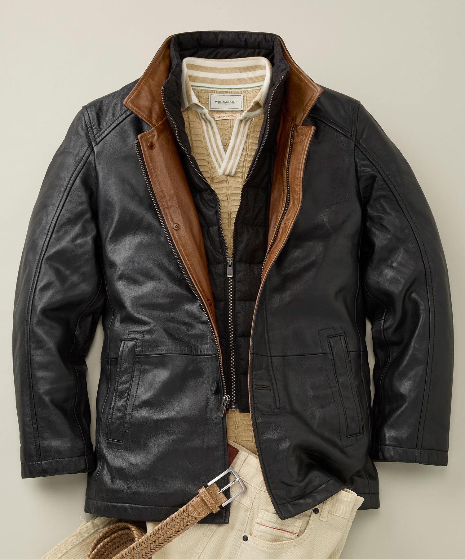 Washed Lambskin Car Coat with Contrast Placket – Williams & Kent