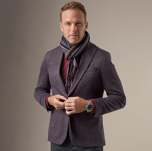 Male model wearing Tonal Melange Knit Blazer