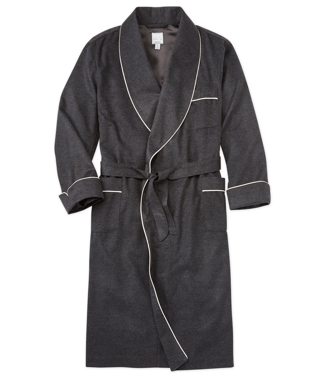 Pure Cashmere Shawl-Collar Robe with Braid Trim