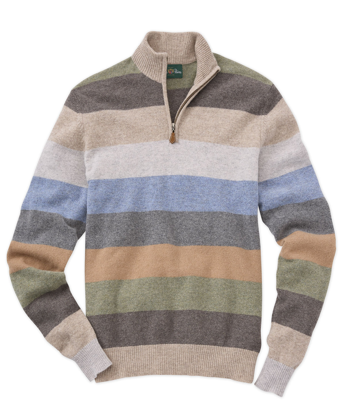 Alan Paine of England Lyndhurst Stripe Quarter-Zip Sweater