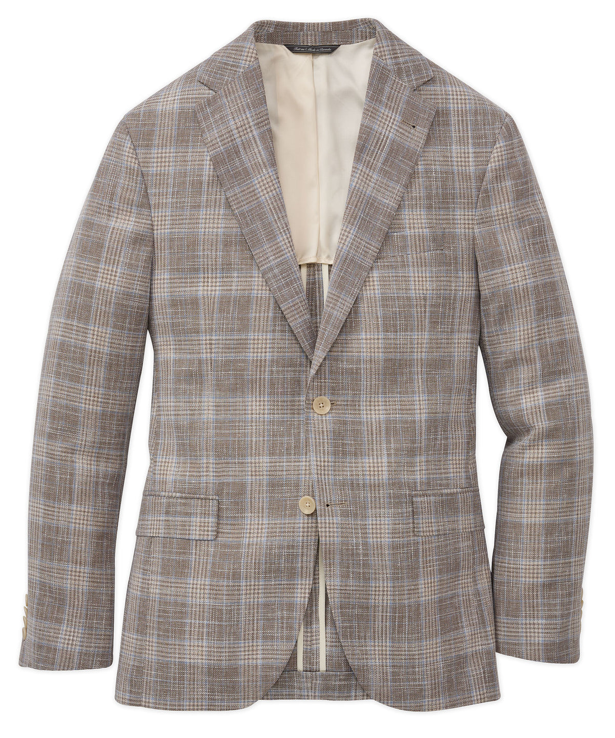 Wool-Cotton-Linen Slub Plaid Sport Coat