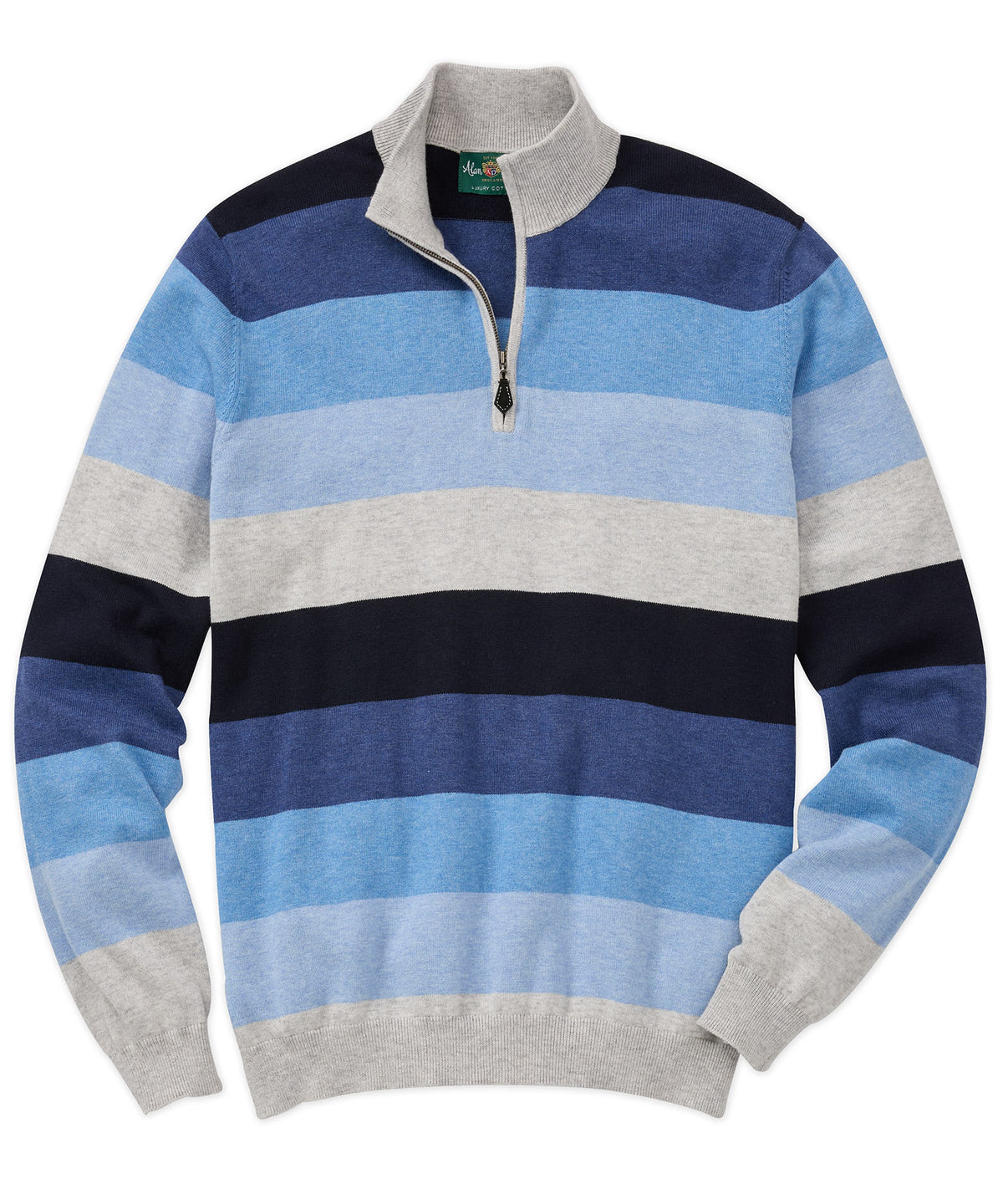 Alan Paine of England Tonal Block Stripe Quarter-Zip Sweater