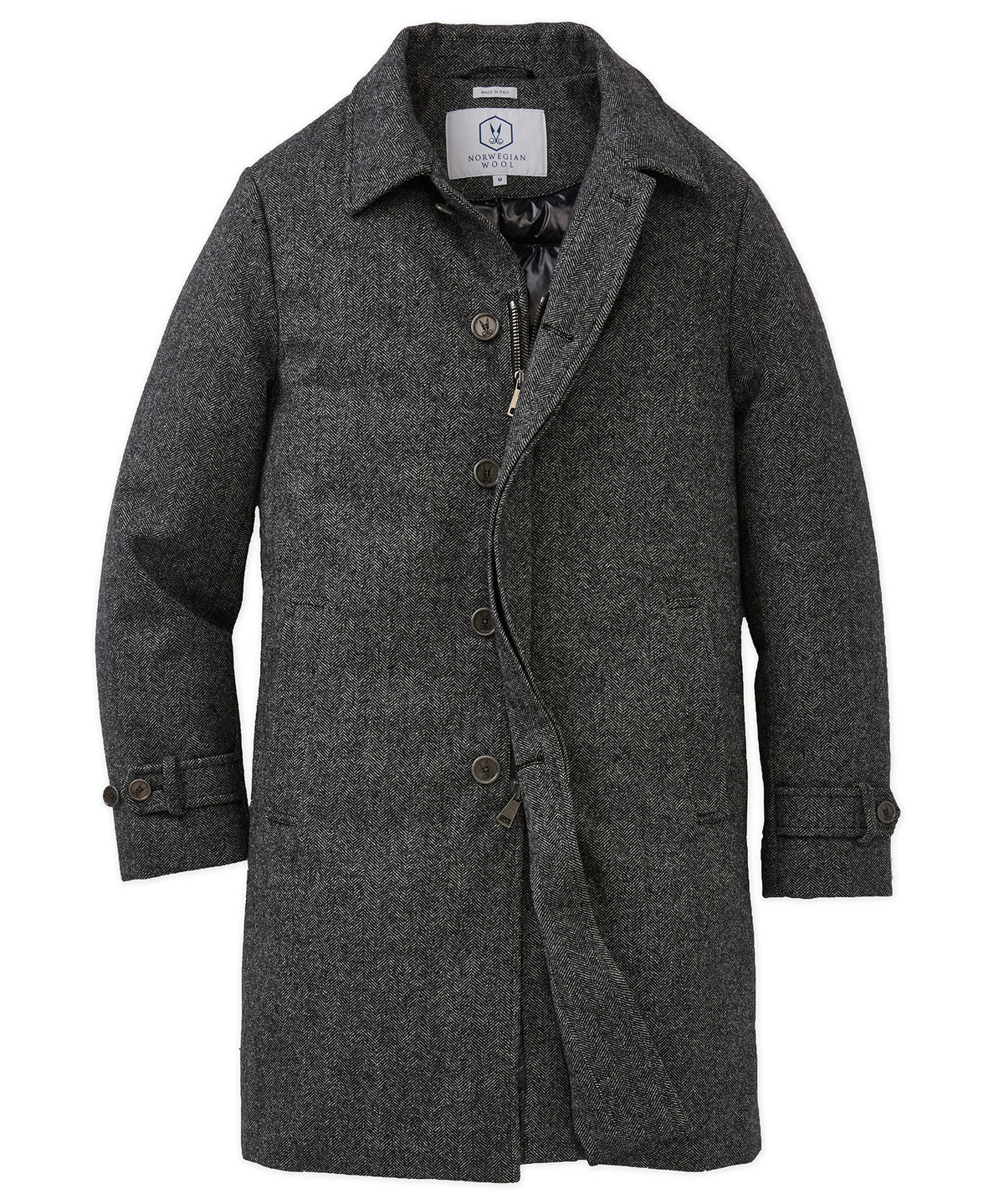 Wool-Cashmere Herringbone Three-Quarter-Length Coat – Williams & Kent