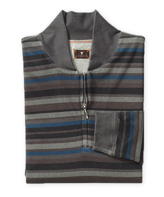 Left Coast Tee Baseball Collar Tweed Stripe Long Sleeve Shirt