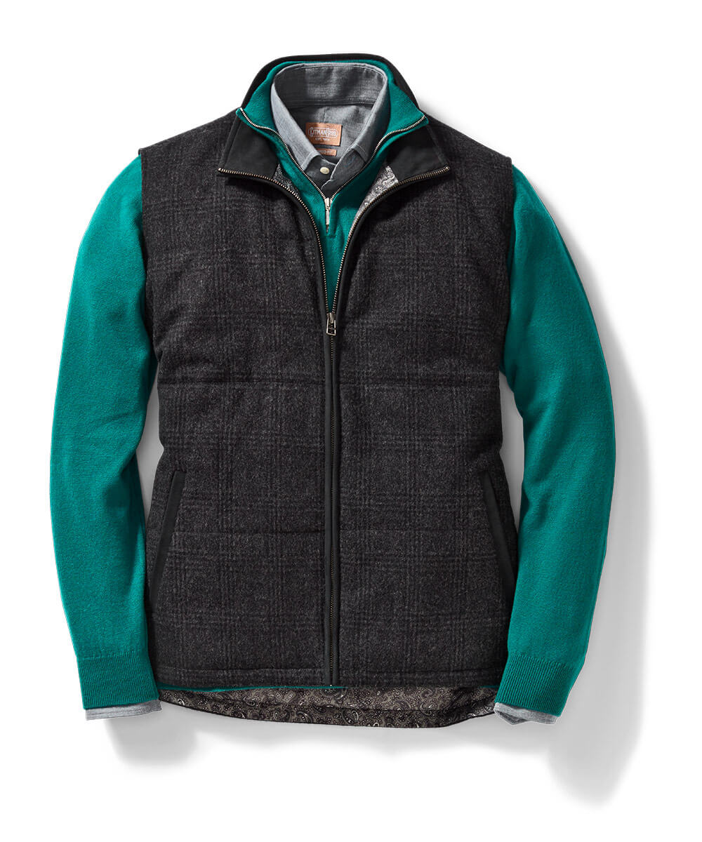 Lambswool Stretch Quilted Full-Zip Vest