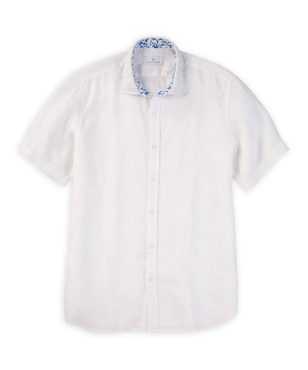 Solid Linen Short Sleeve Sport Shirt