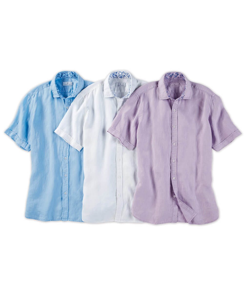 Solid Linen Short Sleeve Sport Shirt