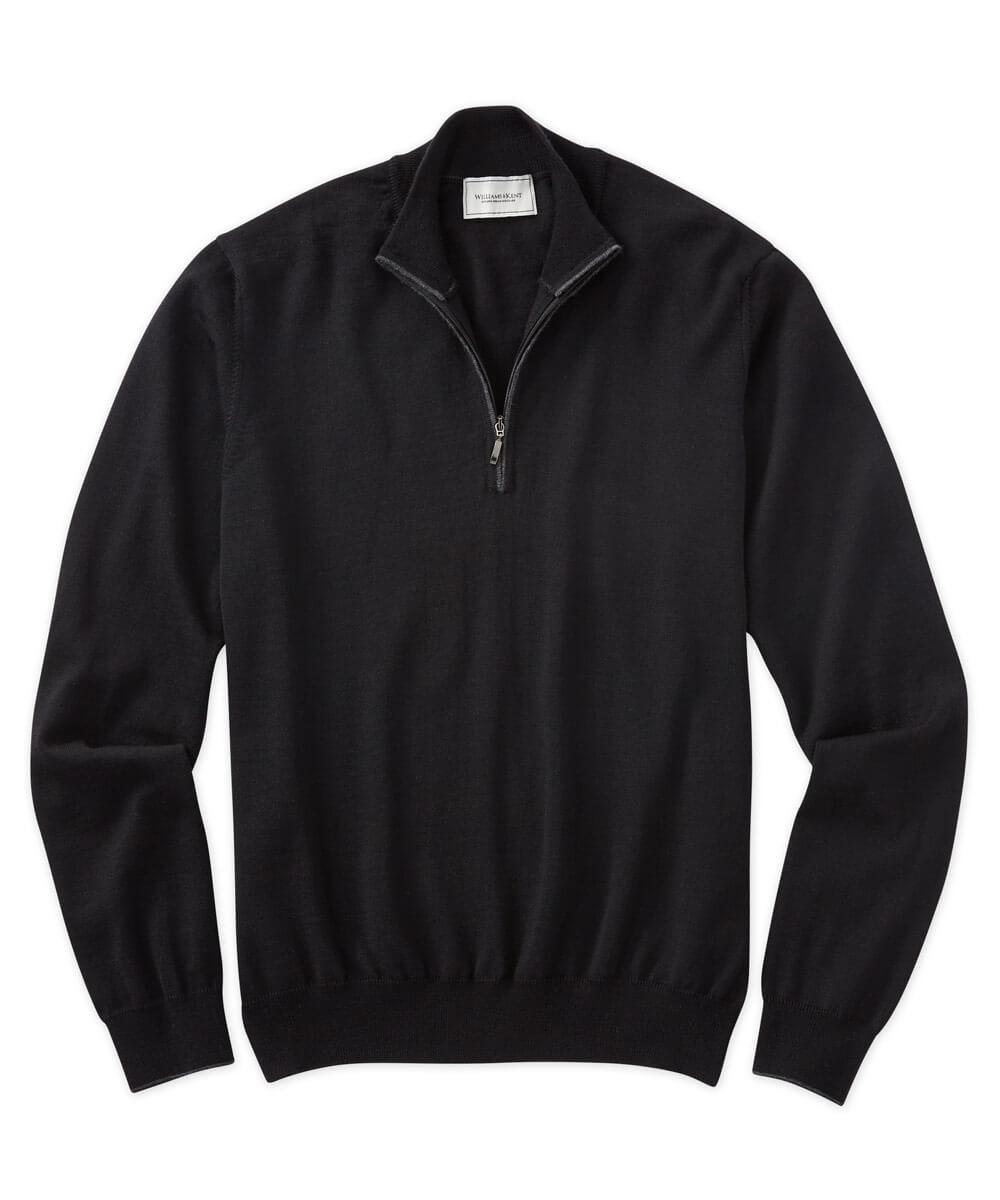 Italian Merino Wool Solid Quarter-Zip Sweater