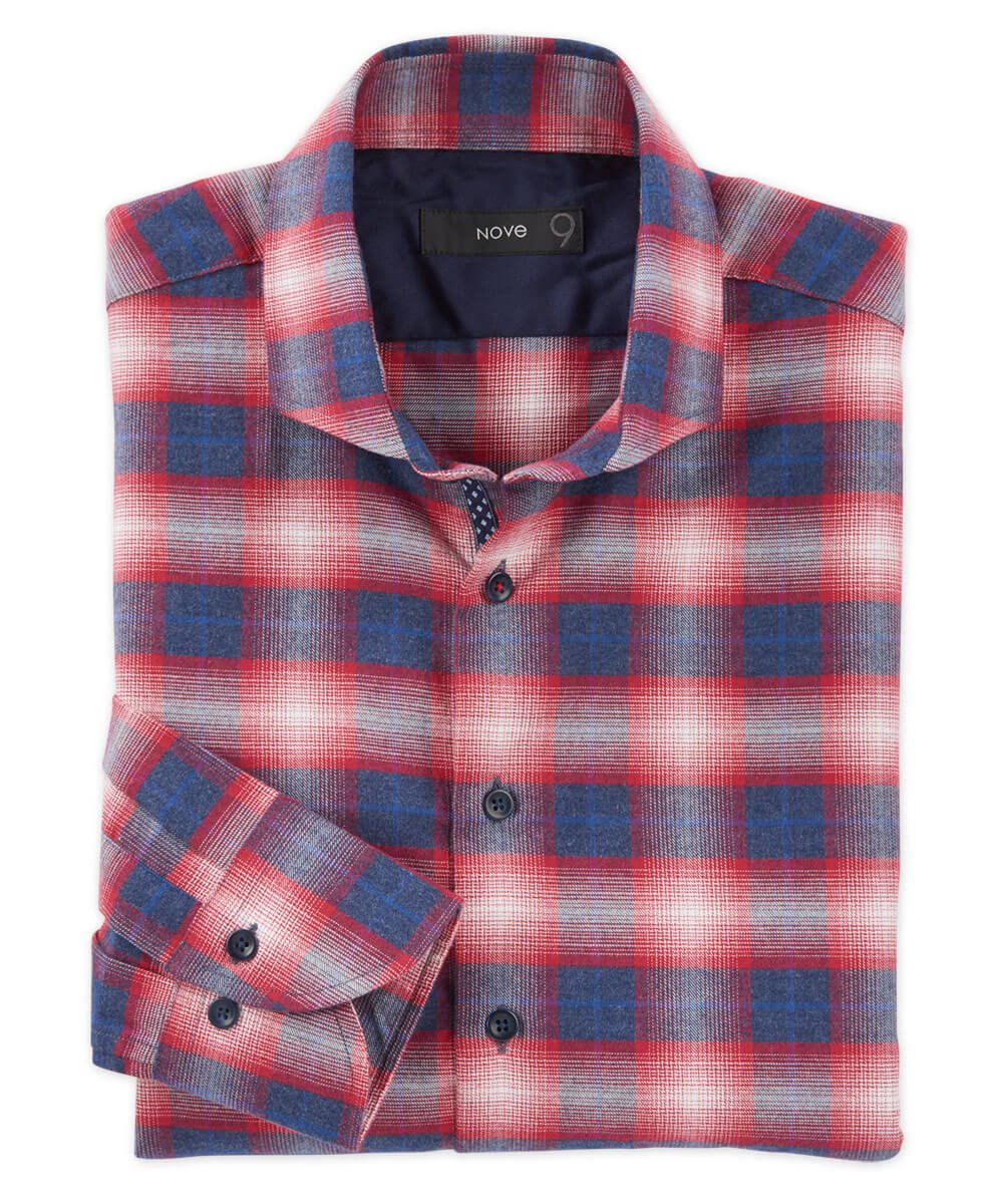 Brushed Twill Plaid Long Sleeve Sport Shirt