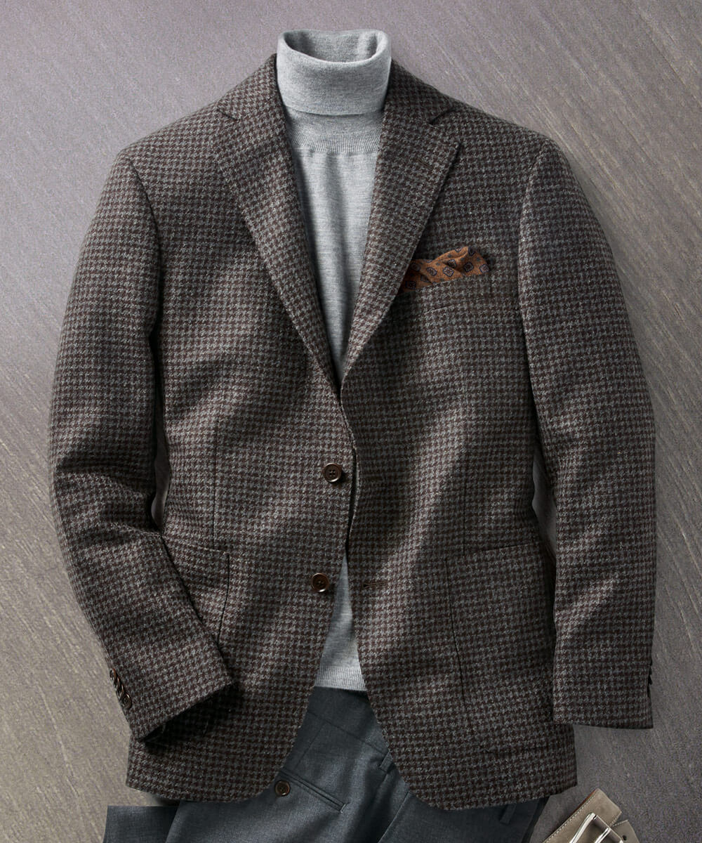 Italian Wool And Cashmere Modern Houndstooth Sport Coat