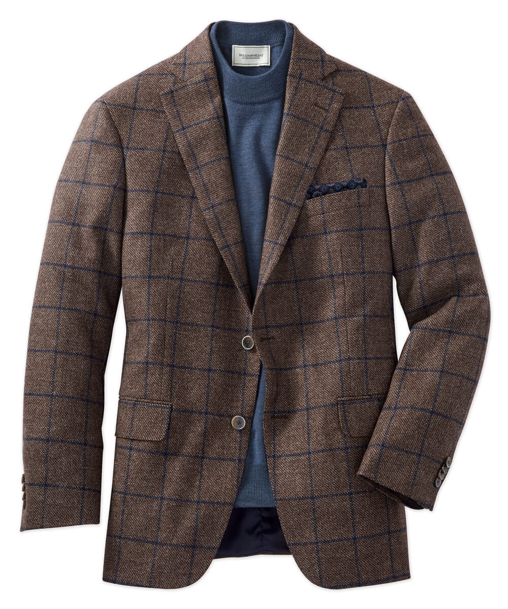 Italian Wool And Cashmere Brown Windowpane Sport Coat