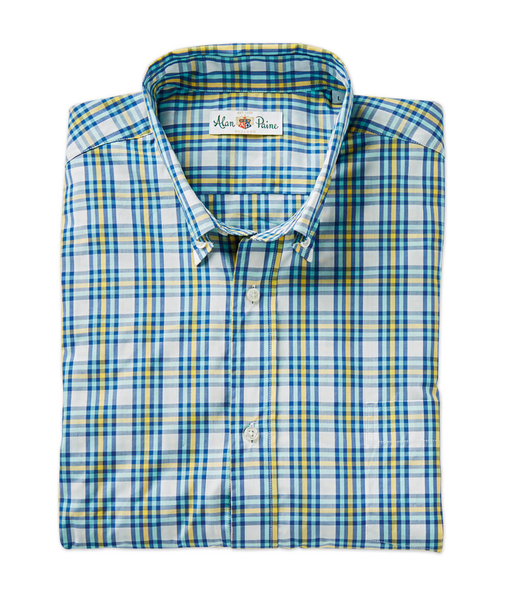 Alan Paine Fleetwood Multi-Plaid Long-Sleeve Sport Shirt