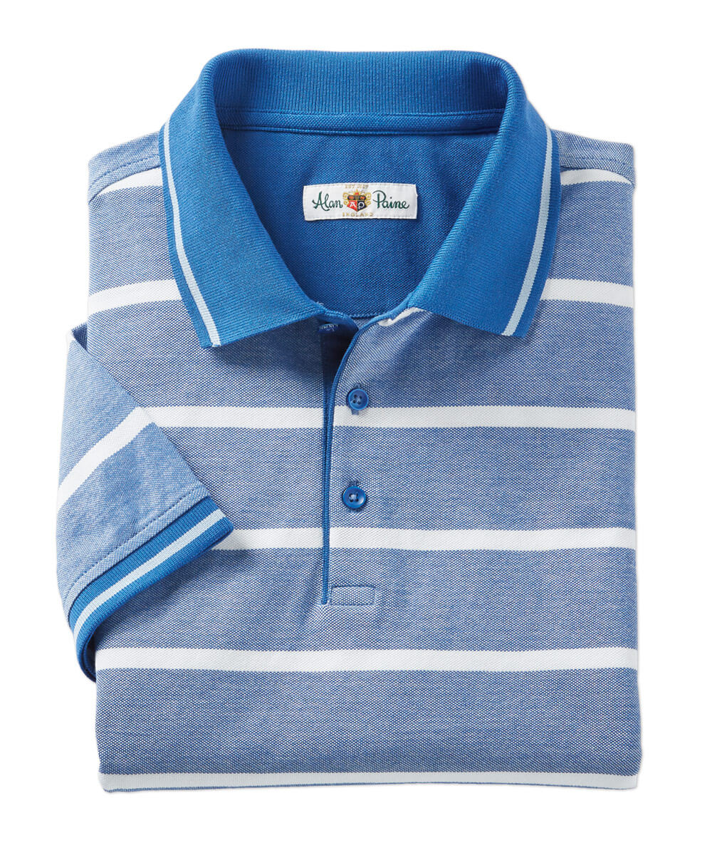 Alan Paine Warmley Pima Stripe Short Sleeve Polo Shirt