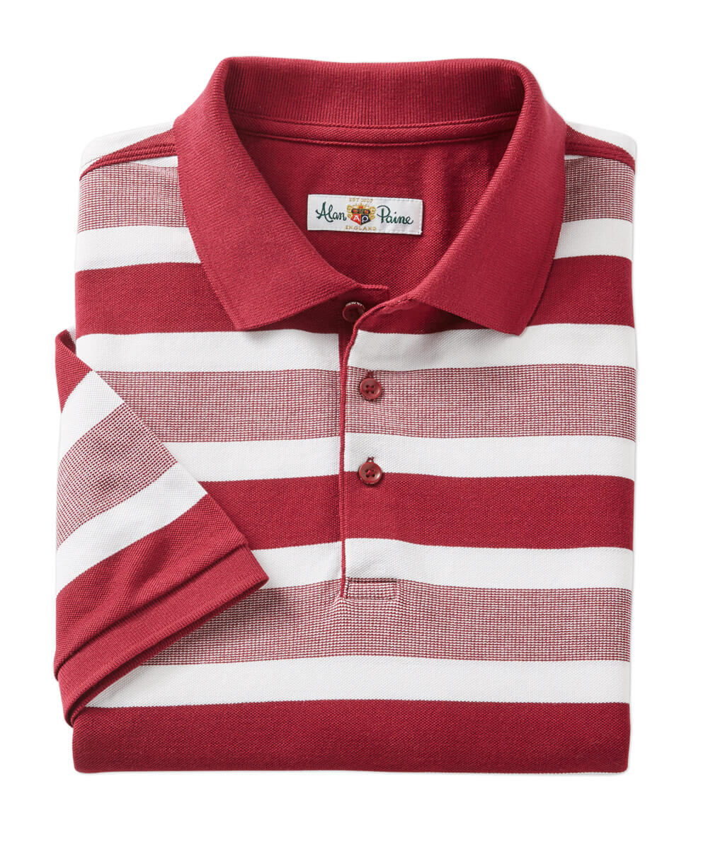 Alan Paine Wentworth Pima Pique Stripe Short Sleeve Polo Shirt