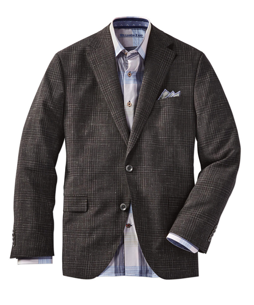 Italian Wool-Silk-Linen Plaid Sport Coat