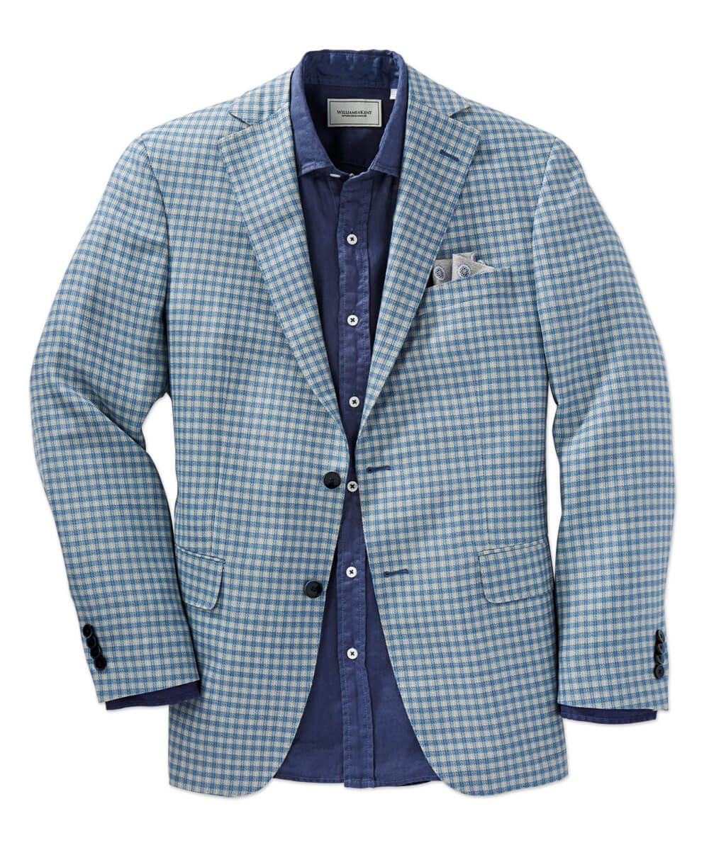 Italian Wool-Silk Blue Check Sport Coat