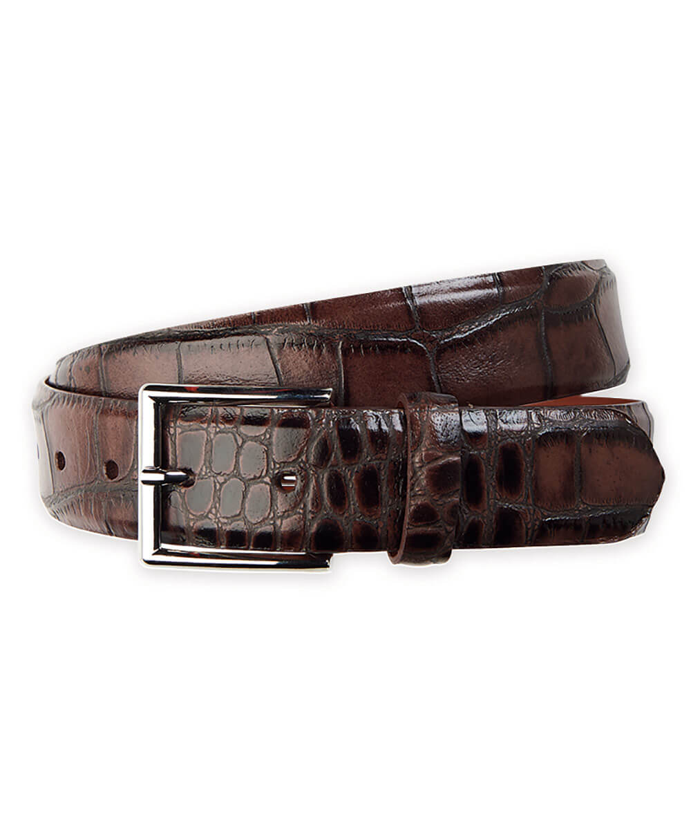 W. Kleinberg Embossed Croc Calf Leather Belt
