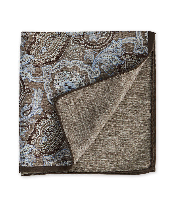 J.S. Blank Paisley-To-Solid Reversible Pocket Square
