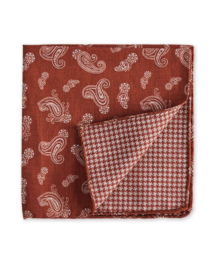 J.S. Blank Paisley-To-Houndstooth Reversible Pocket Square