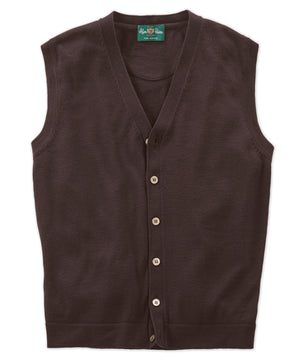 Alan Paine Merino Wool Button-Front Sweater Vest - Williams & Kent