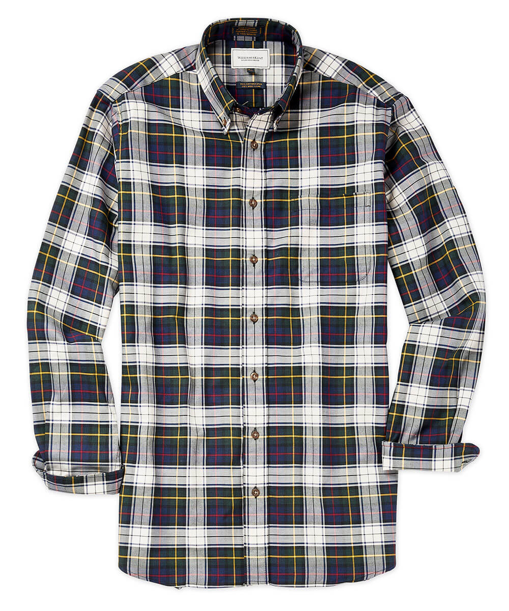 Cotton-Wool Navy Plaid Long Sleeve Sport Shirt