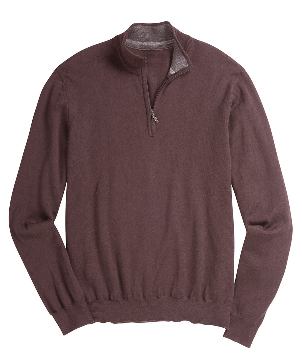 Merino Wool Solid Quarter-Zip Sweater