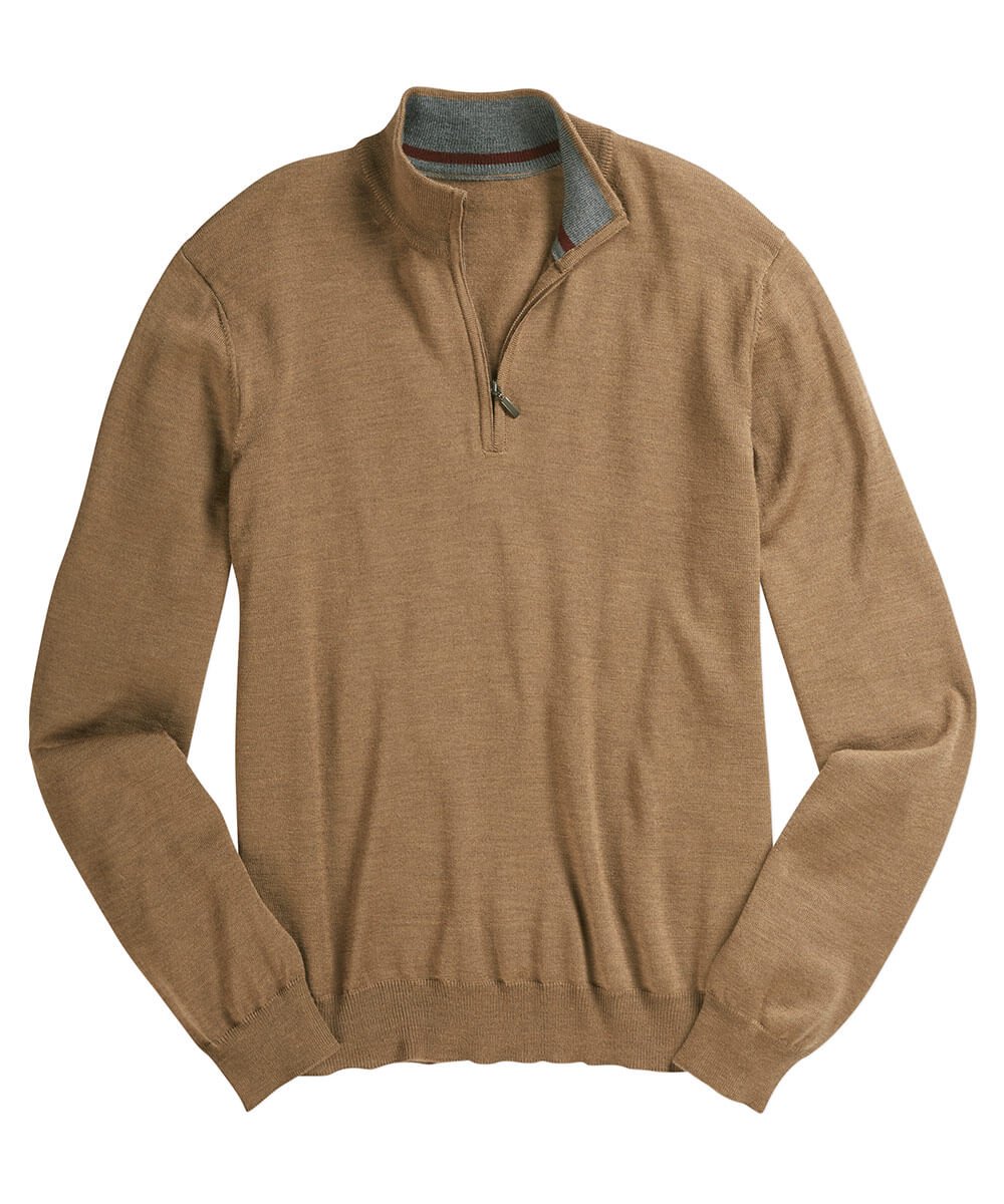 Merino Wool Solid Quarter-Zip Sweater