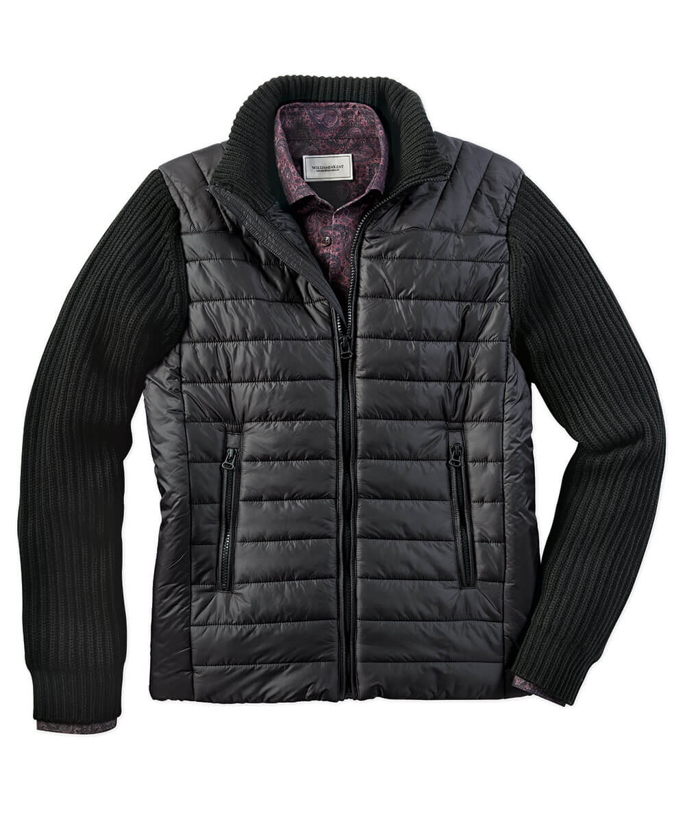 Mix Media Quilted Full-Zip Jacket