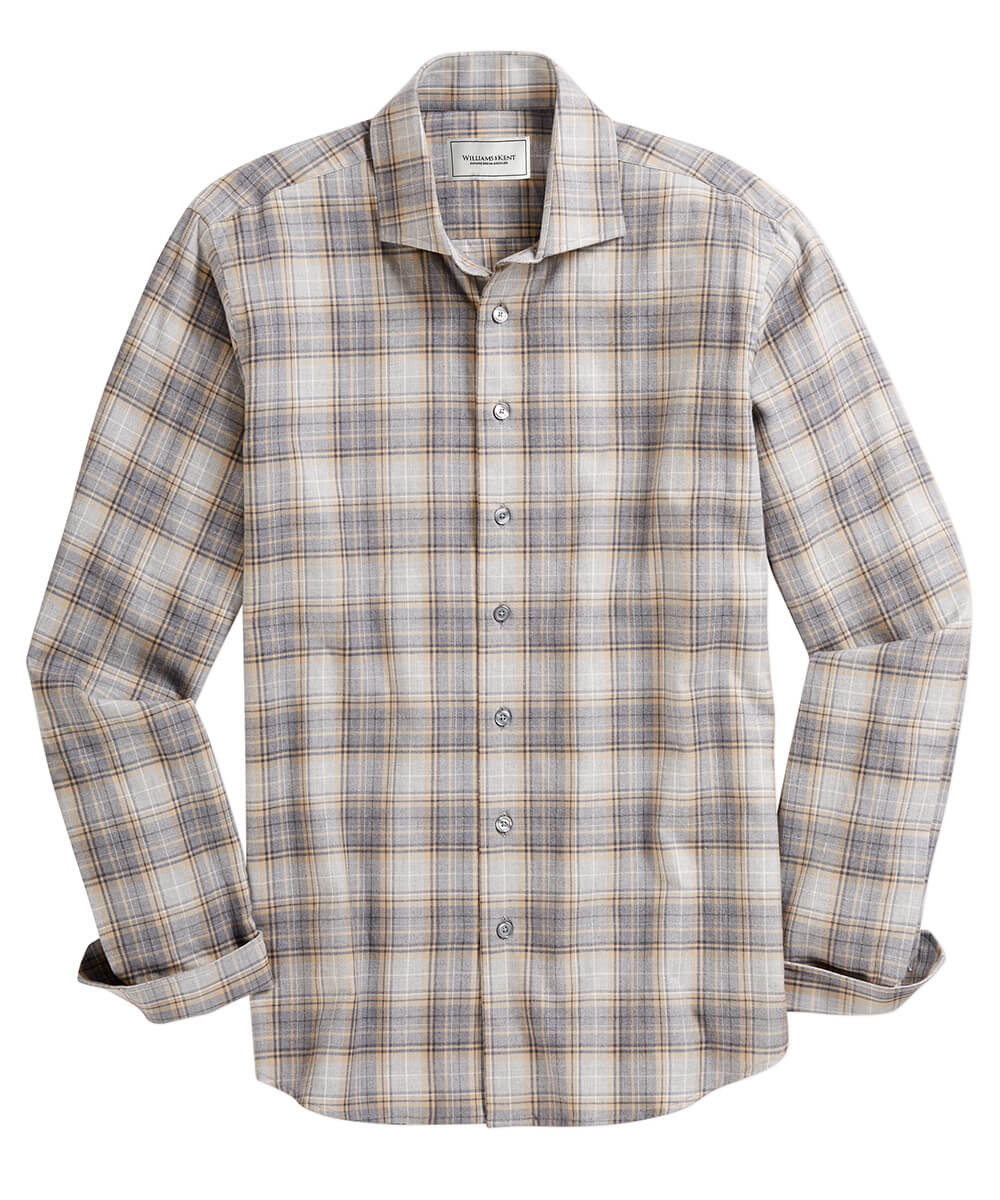 Brushed Cotton Plaid Long Sleeve Sport Shirt