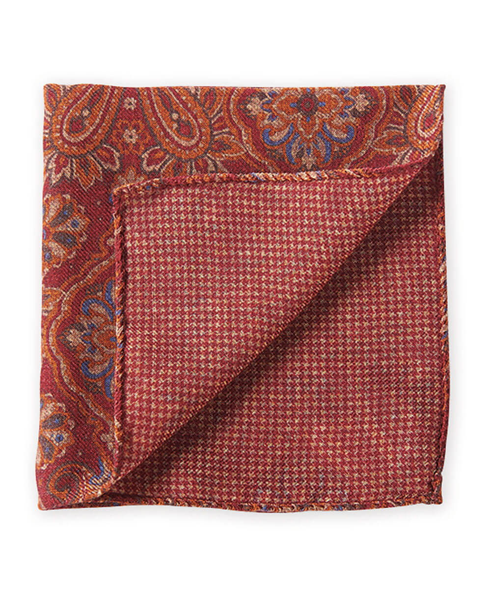 J.S. Blank Paisley-To-Houndstooth Reversible Pocket Square