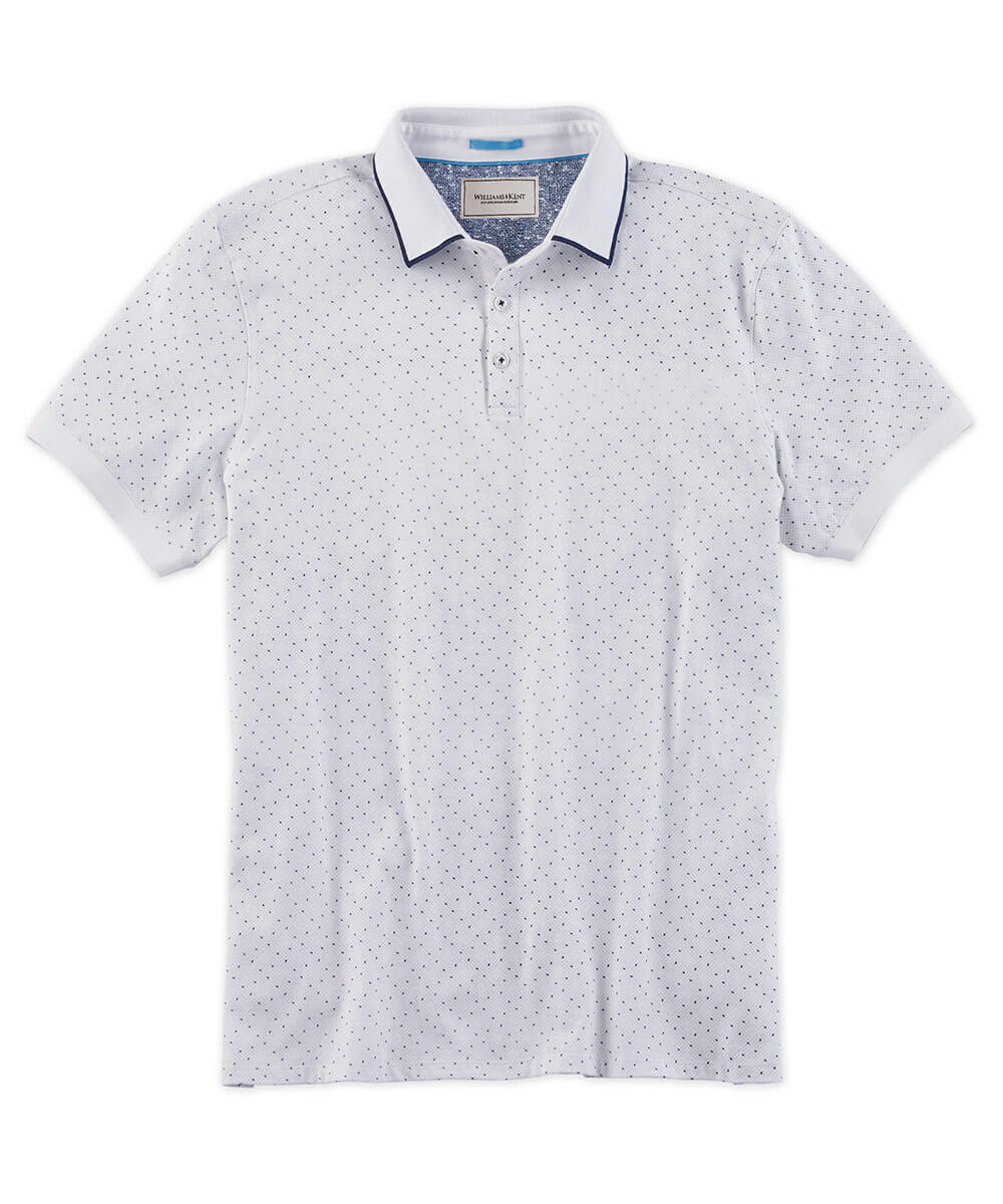 Micro Geo Print Jersey Short Sleeve Polo Shirt