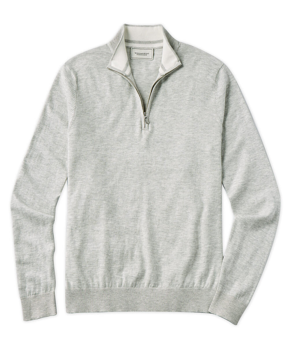 Featherweight Cotton Quarter-Zip Solid Sweater