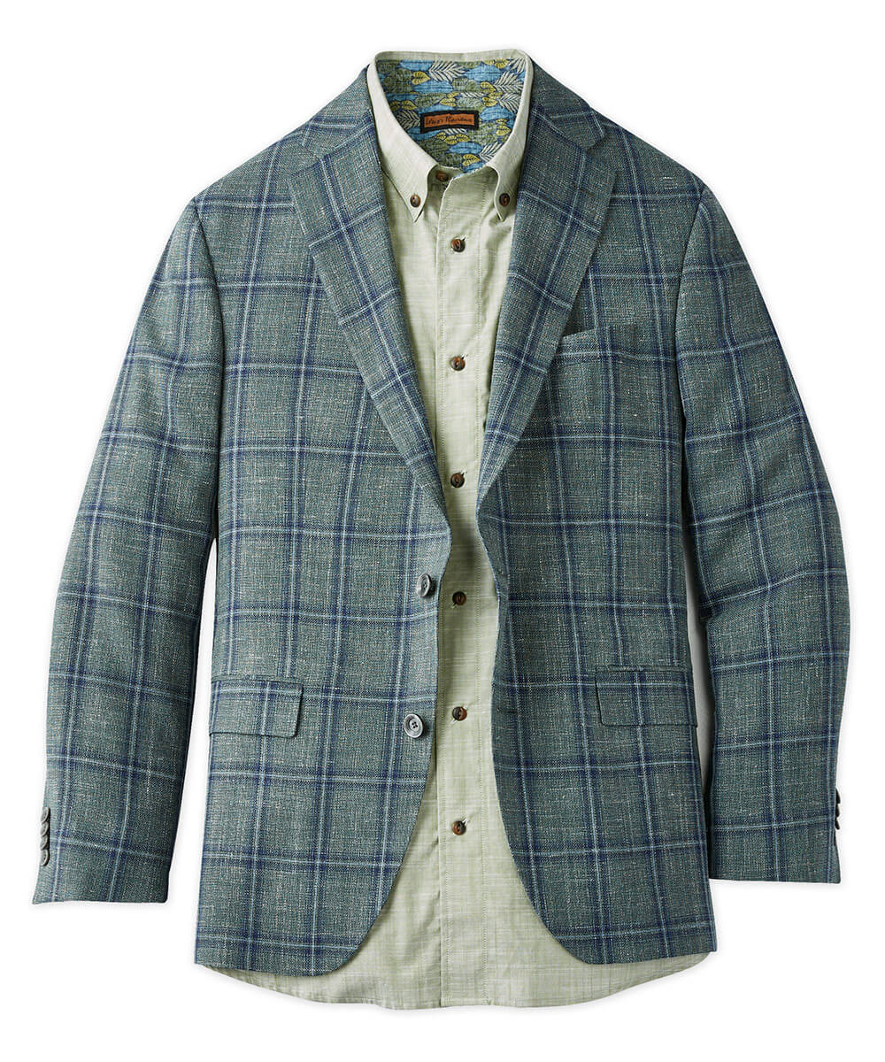 Wool-Silk-Linen Windowpane Sport Coat