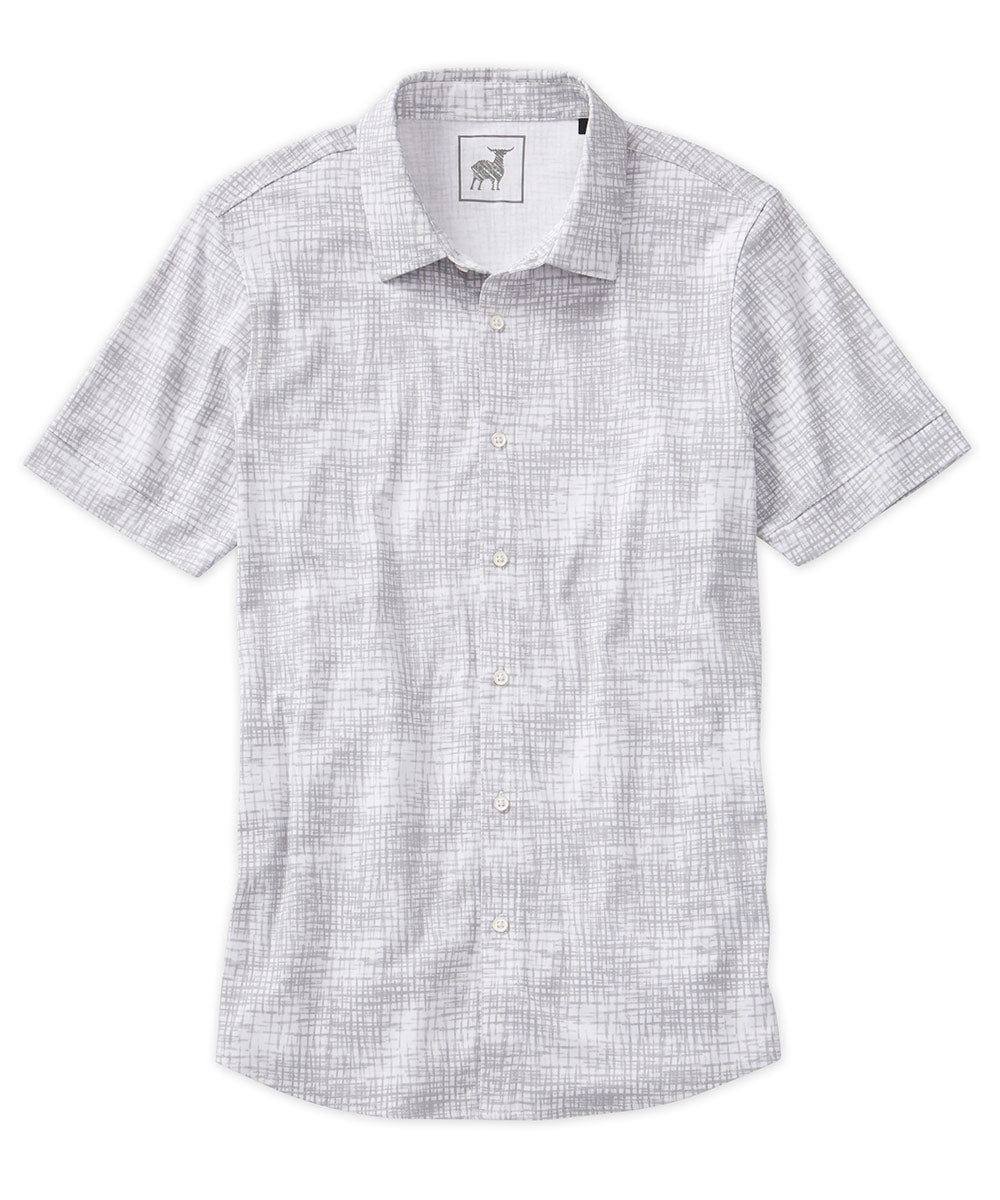 Raffi Crosshatch Aqua Knit Short Sleeve Shirt