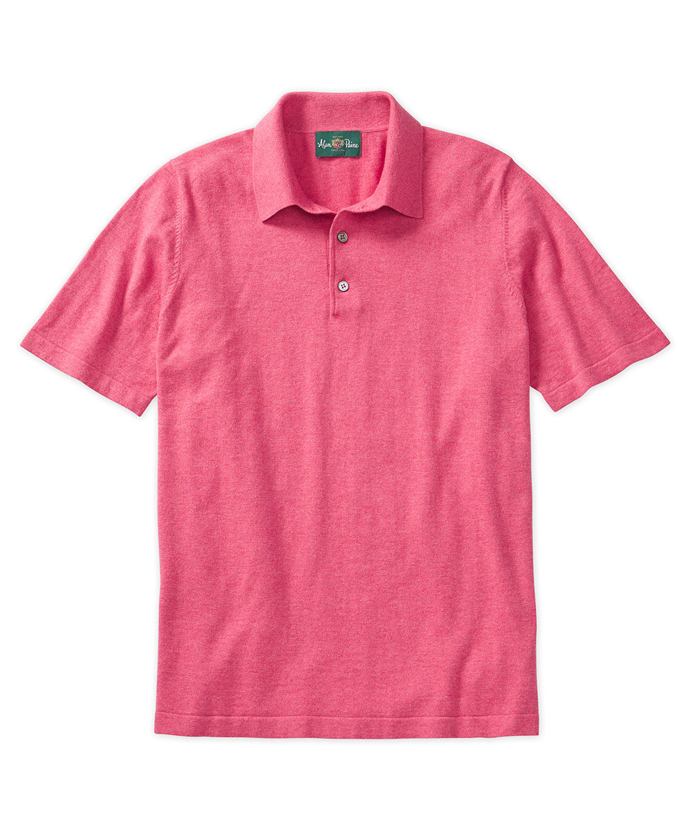 Alan Paine Solid Pima-Silk-Cashmere Short Sleeve Polo Shirt