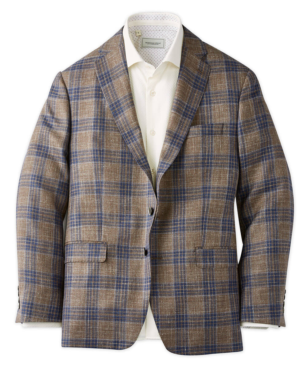 Loro Piana Wool-Silk-Linen Textured Plaid Sport Coat