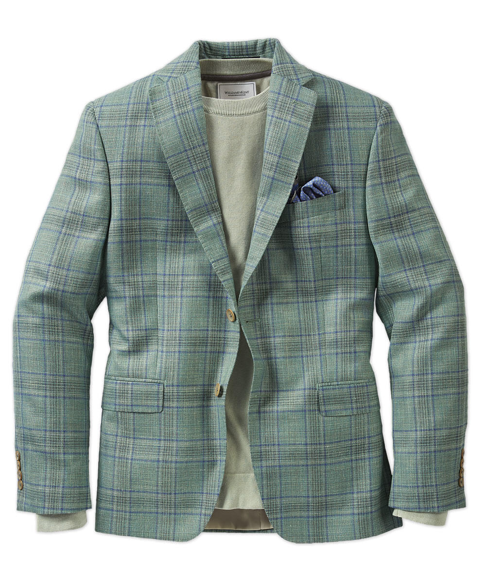 Loro Piana Wool-Silk-Linen Plaid Sport Coat