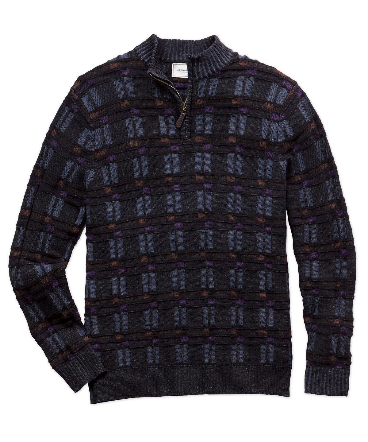 Plaited Boxes Quarter-Zip Sweater