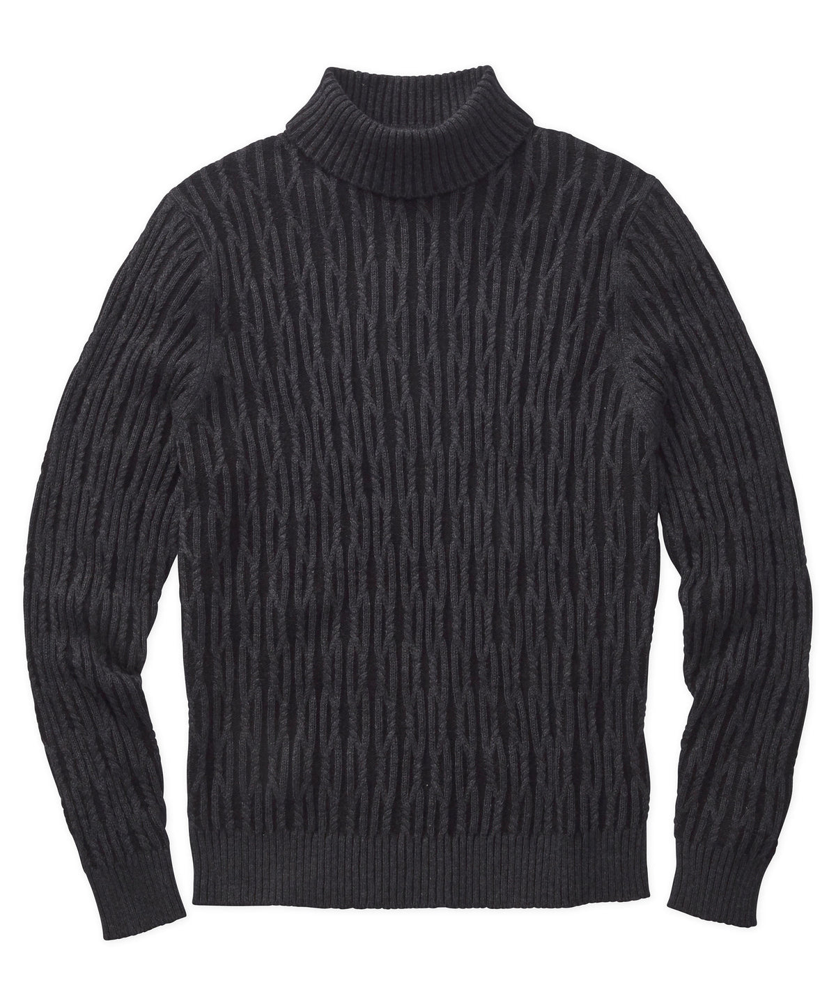 Bi-color Cable Turtleneck Sweater