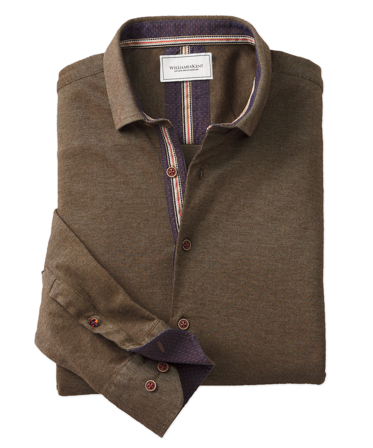 Pima Stretch Textured Long Sleeve Sport Shirt