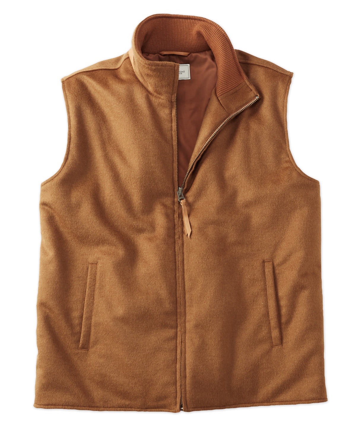 Luxe Wool Full-Zip Vest with Leather Trim