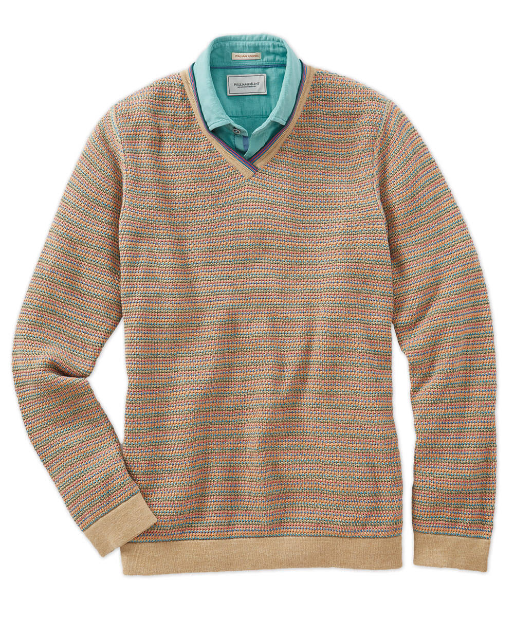 Micro Spacer Pima V-neck Sweater